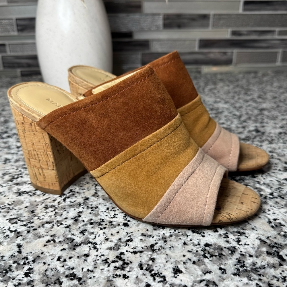 Marc Fisher Women's Prenna Leather Open Toe Casual Mule Sandals Size 6